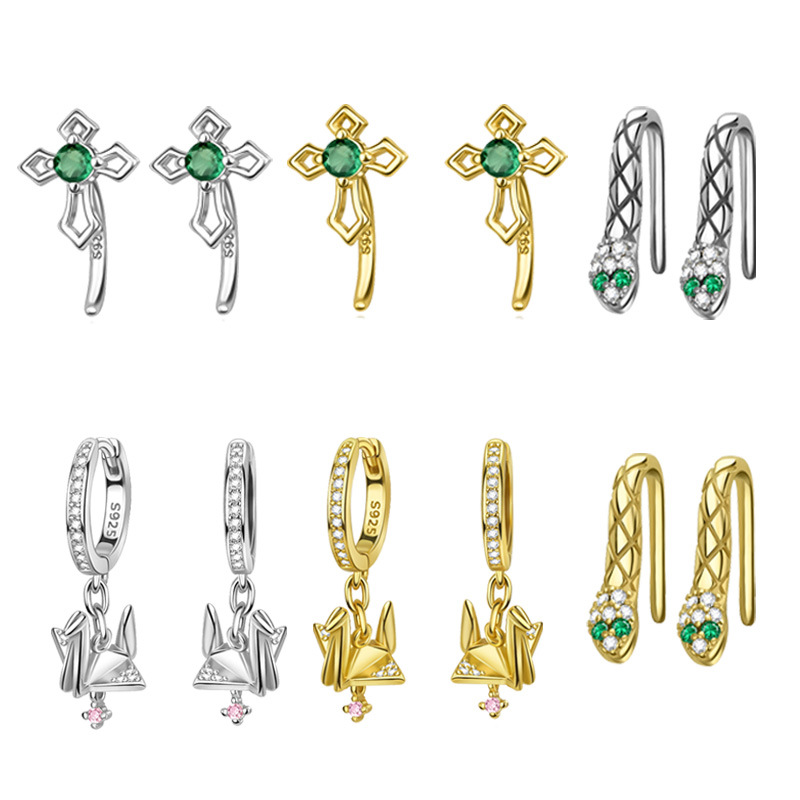 Luxury Bags Cz - Pendientes de serpiente chapados en oro