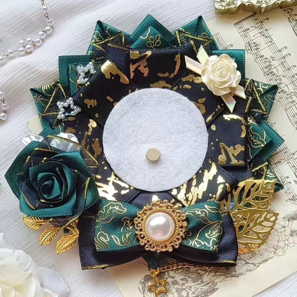 Luxury Bags Green - Roseta de insignia de cinta verde,