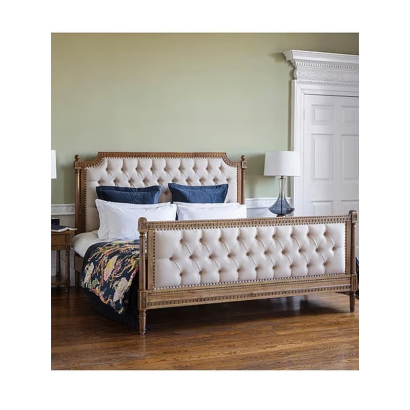 Cama doble de madera maciza re - Luxury Bags Direct reseña y precio