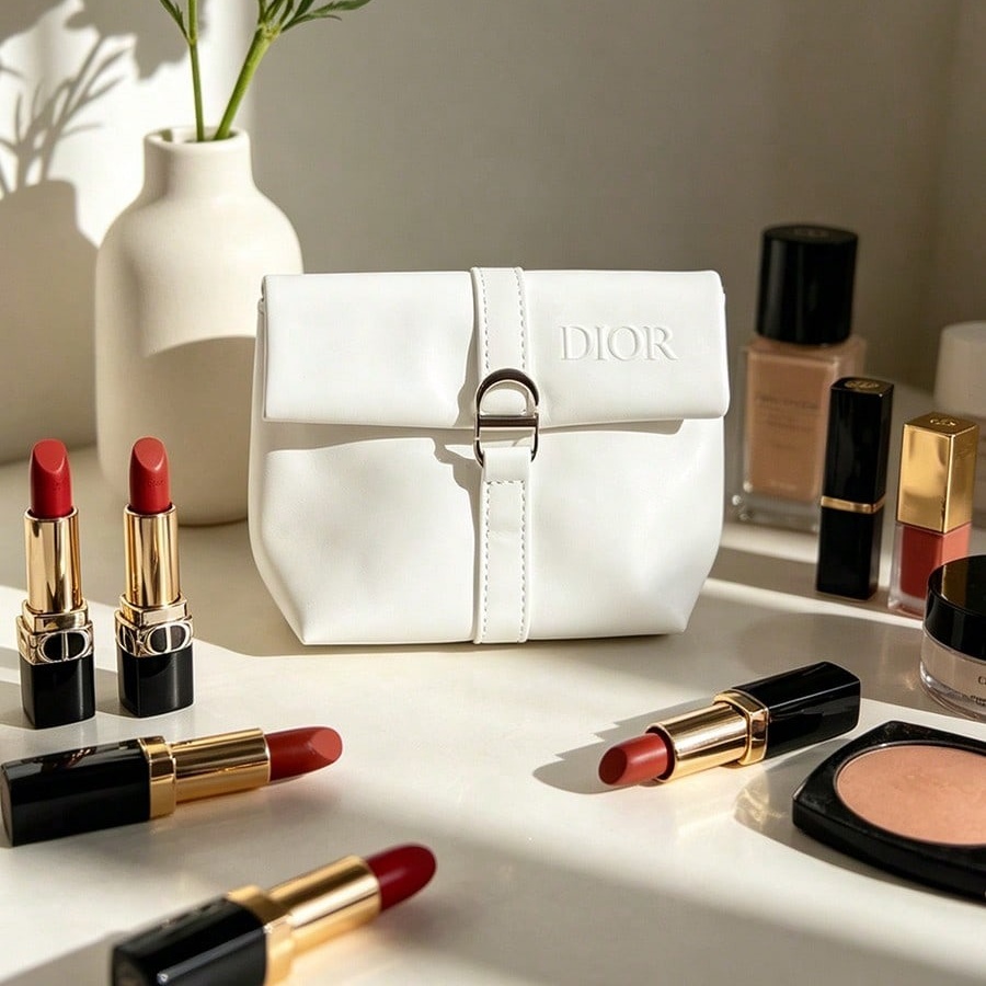 Bolsa de cosméticos blanca de  - Luxury Beach Bags Ysl reseña y precio